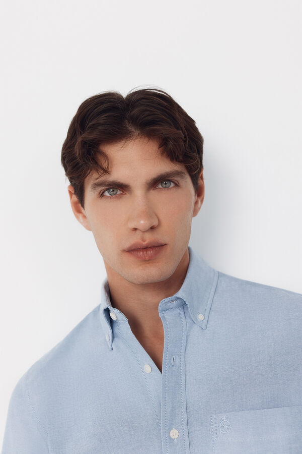 Cortefiel Camisa oxford lisa Azul