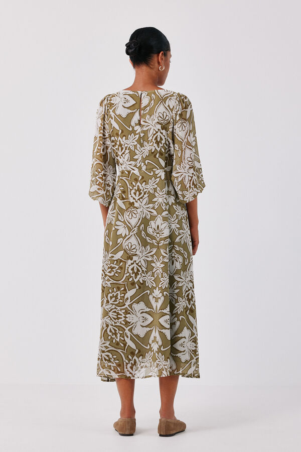Cortefiel Printed fluid dress Printed green
