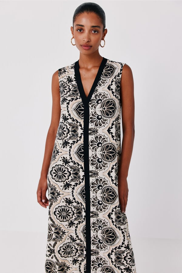 Cortefiel Fluid sleeveless dress Multicolour