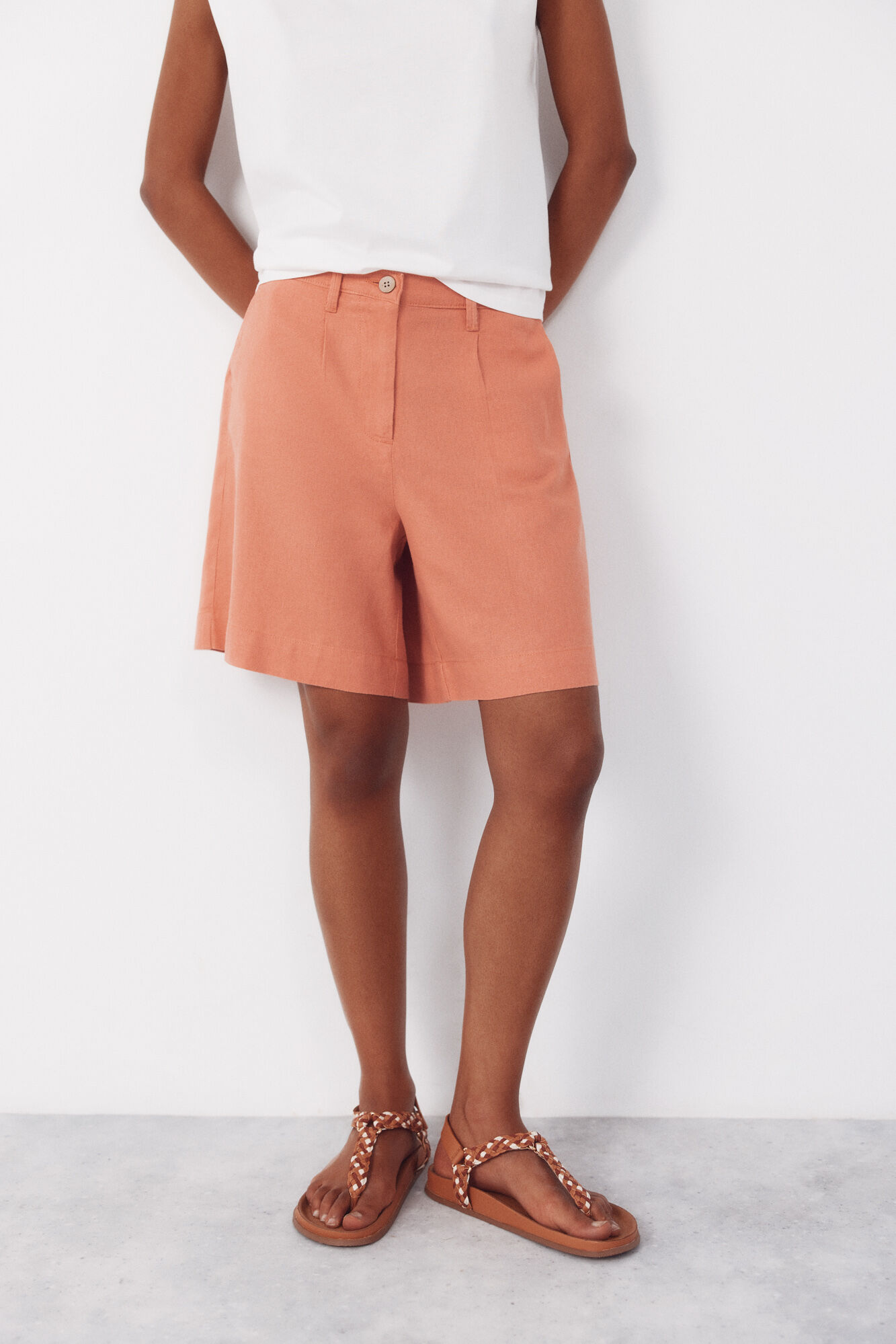 Cortefiel Bermudas de linho liso