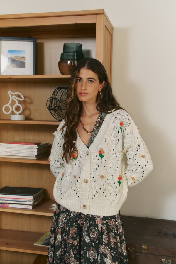 Jaase Casaco de malha Garden Branco
