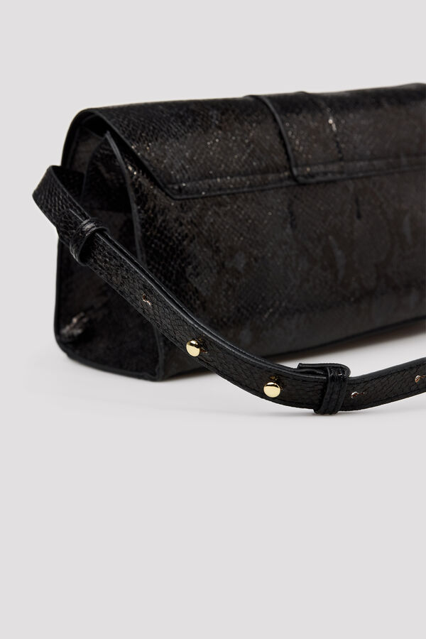 Cortefiel Textured crossbody bag Black