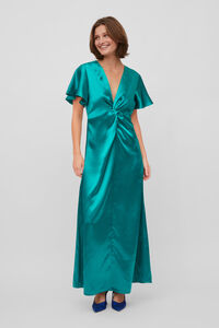 Cortefiel Satin dress with short sleeves  Green
