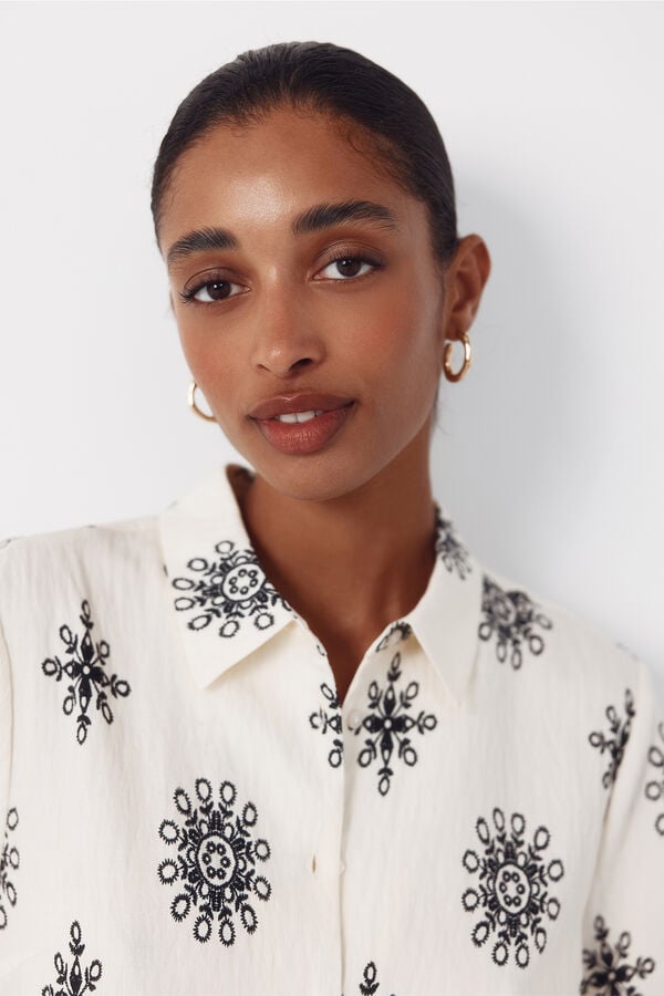 Cortefiel Printed short sleeve shirt Printed white