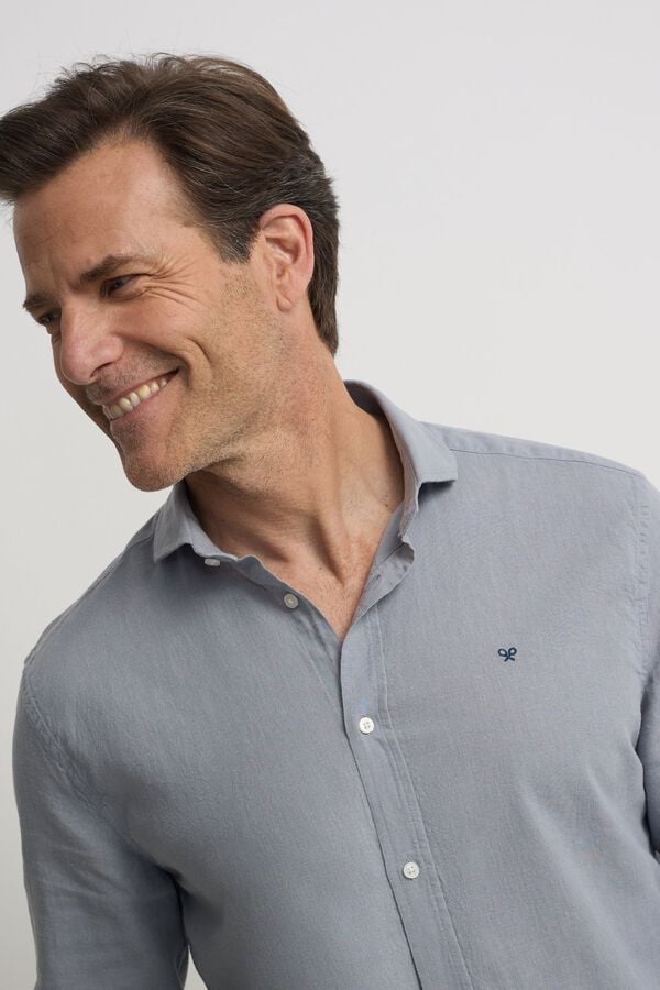 Silbon Camisa sport em linho Azul