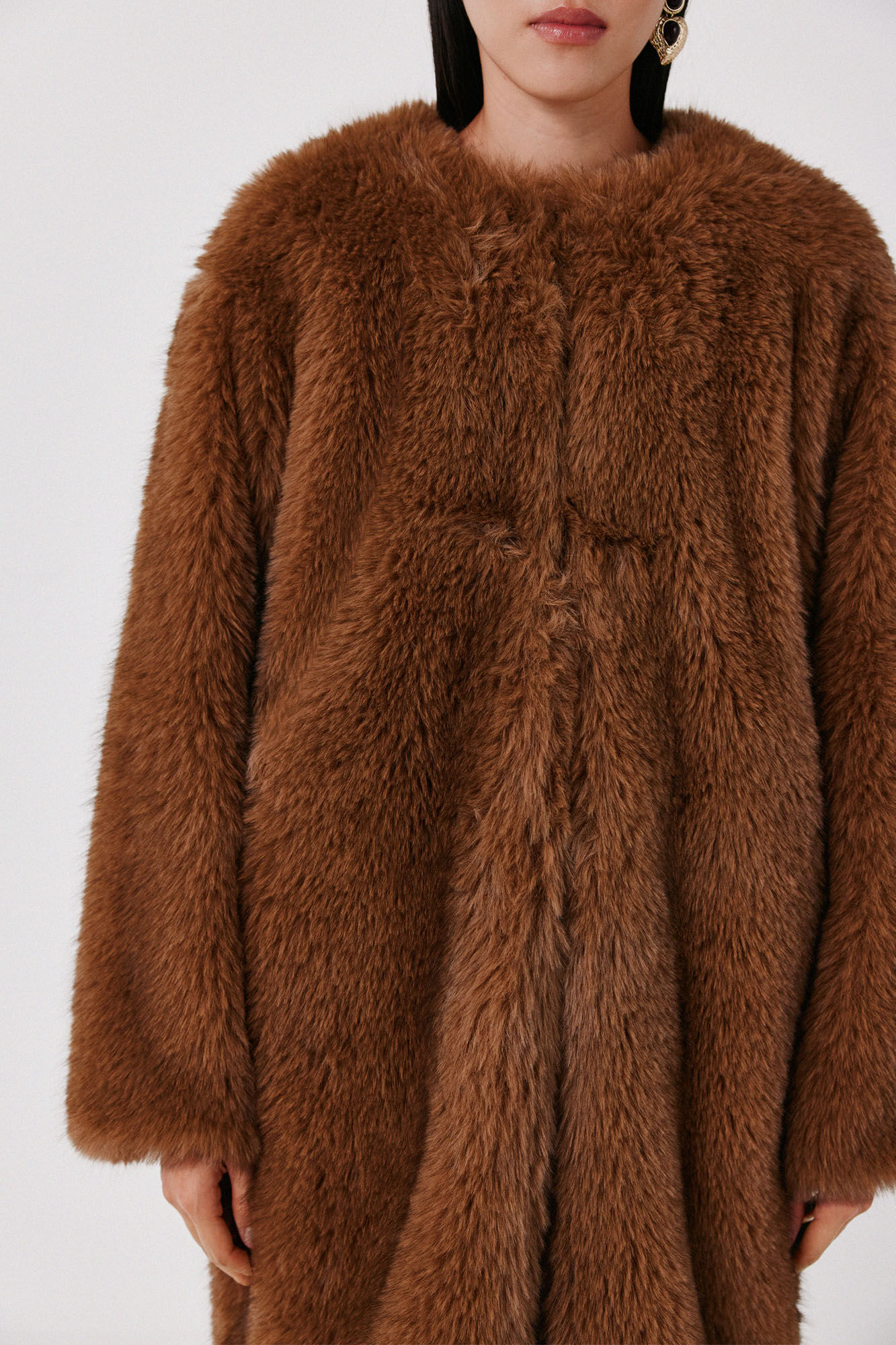 Cortefiel Long faux fur coat