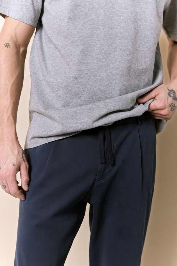 OOTO Pleated drawstring trousers Blue