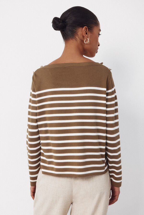 Cortefiel Striped button jumper Kaki