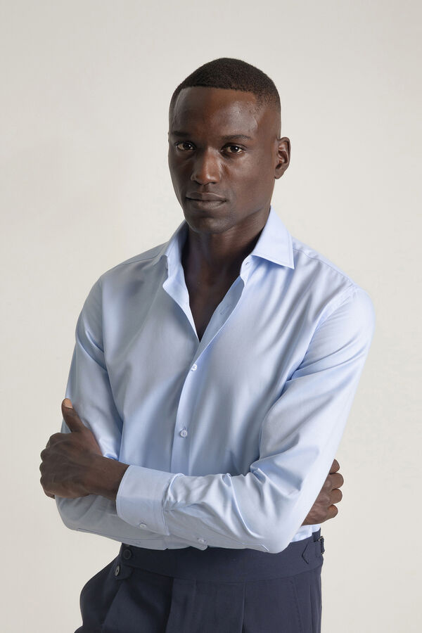 PuroEGO Camisa vestir regular fit twill Azul