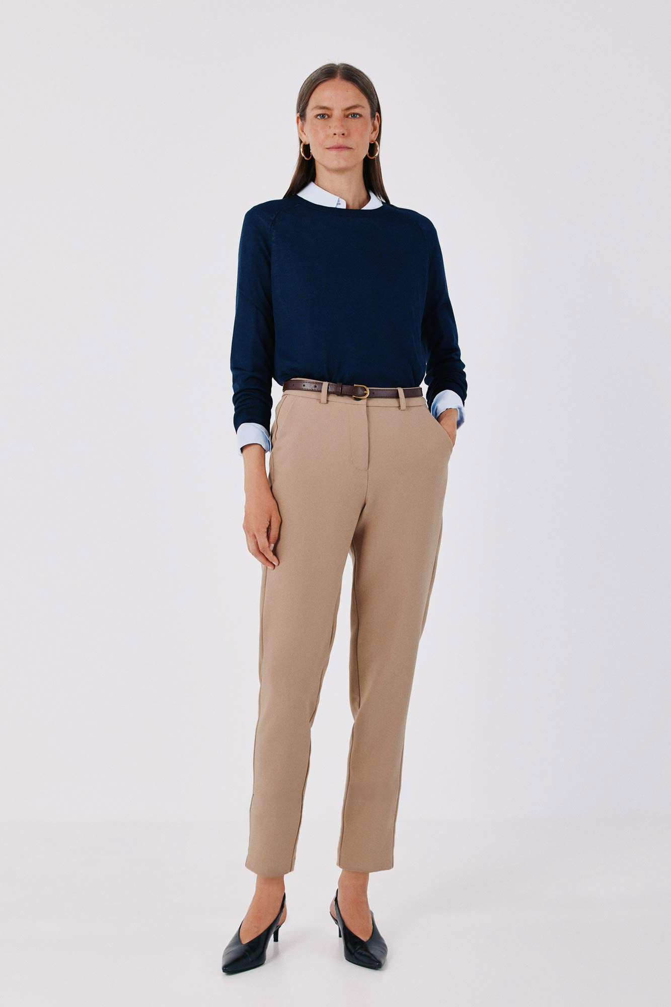 Cortefiel Women's tailored trousers with belt