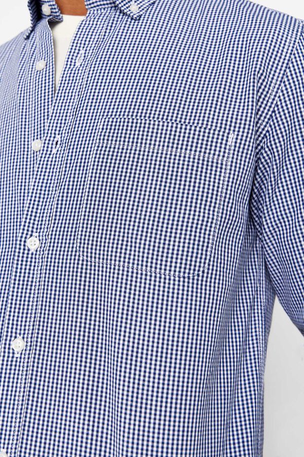 Cortefiel Camisa quadrados fácil de engomar Azul