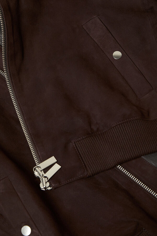 Selected 100% Suede Bomber Jacket.  Brown