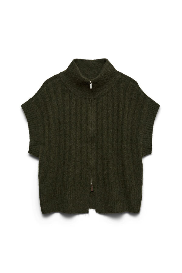 Vero Moda Colete de malha com fecho-&eacute;clair Verde