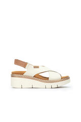 Pikolinos Sand&aacute;lias de cunha com fecho aderente para mulher Branco