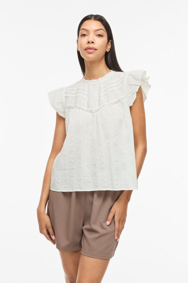 Vila Organic cotton short sleeve blouse White