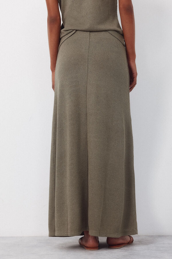 Cortefiel Falda de punto Kaki