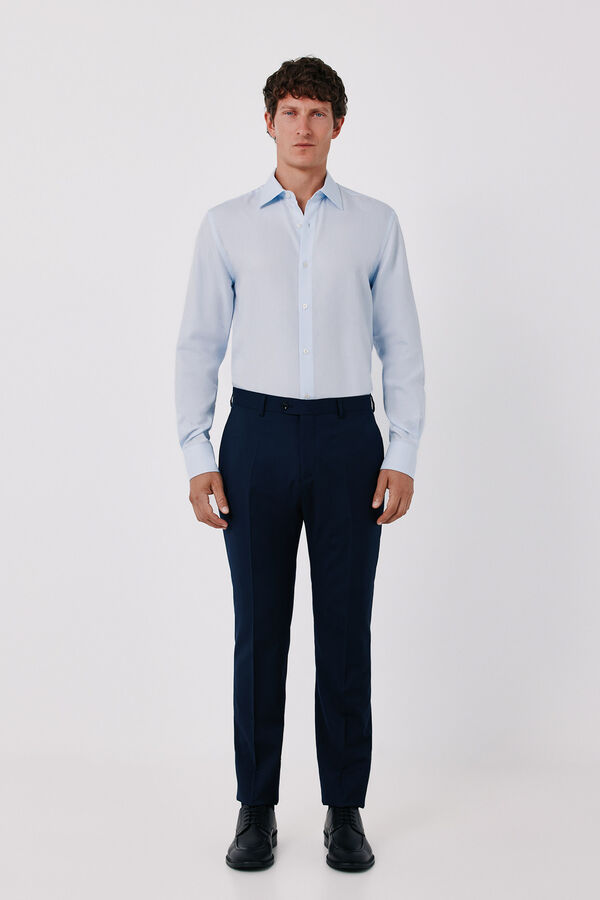 Cortefiel Striped cotton Tencel dress shirt Blue