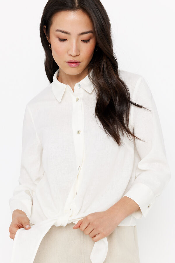 Cortefiel Printed shirt with knot White