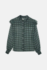 Silbon Ethnic print ruffle blouse Green