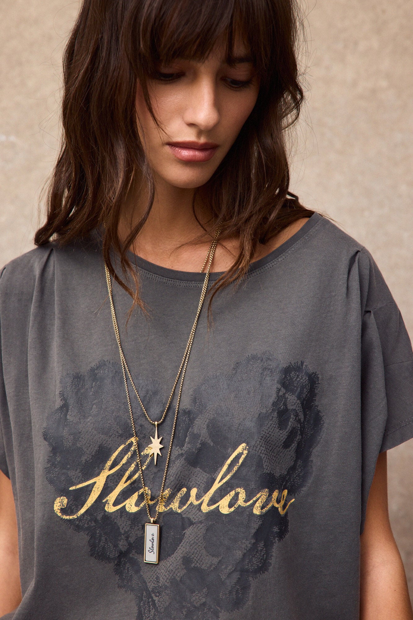 Slowlove Printed pleated T-shirt
