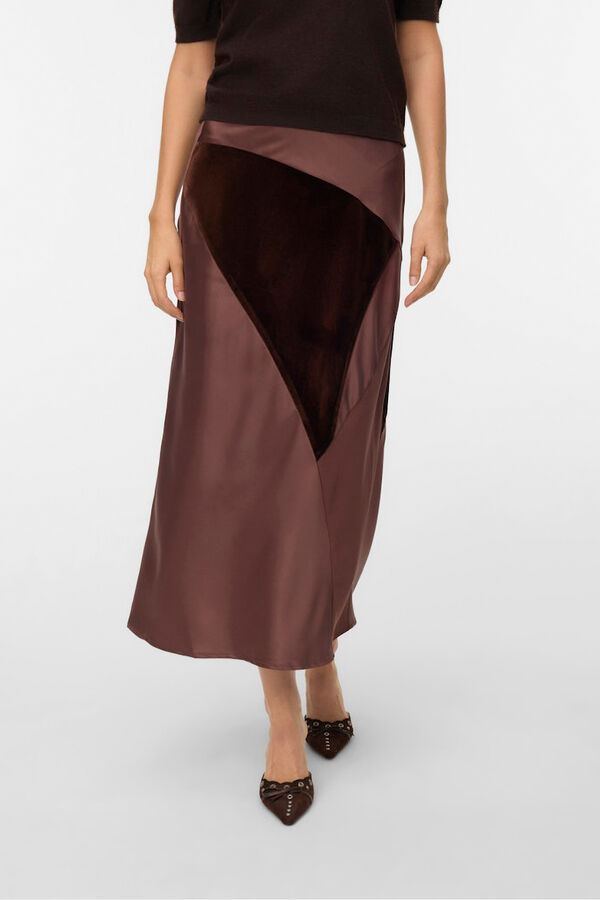 Vero Moda Saia midi de tecido triplo Castanho