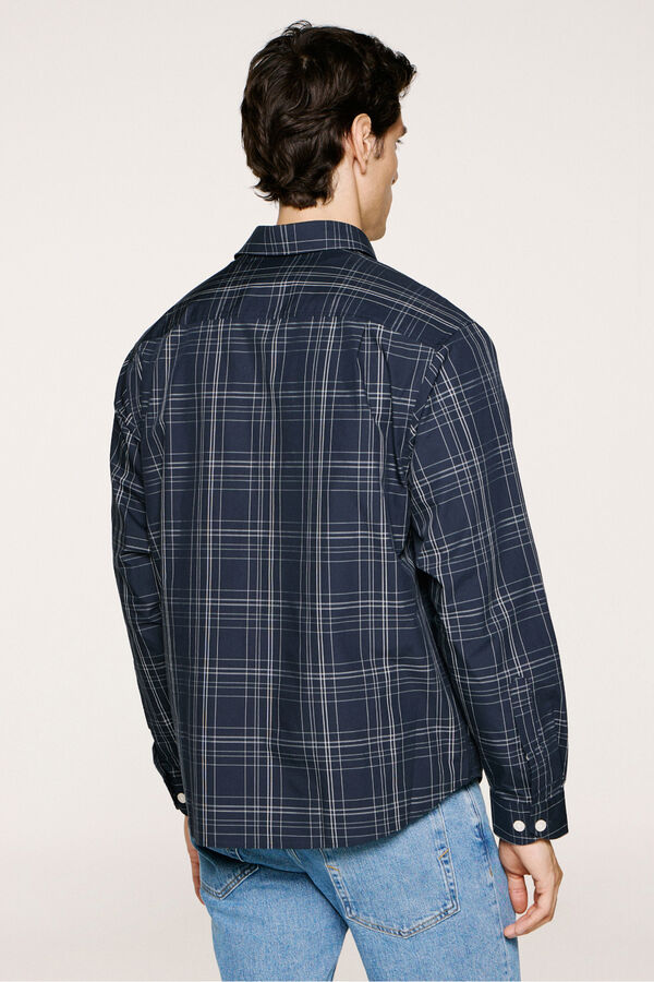 Selected Camisa xadrez de popelina  Azul