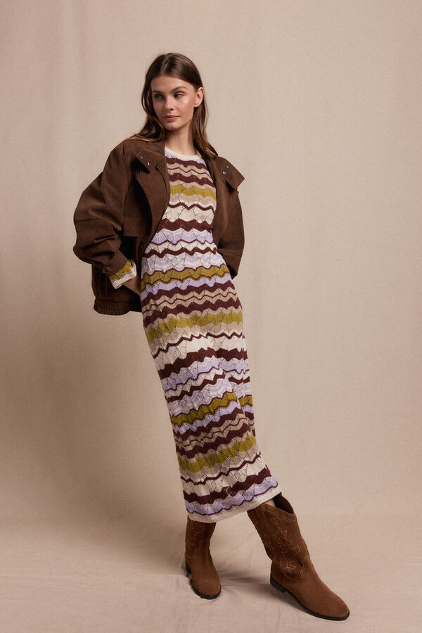 Slowlove Vestido punto ondas multicolor Multicolorido