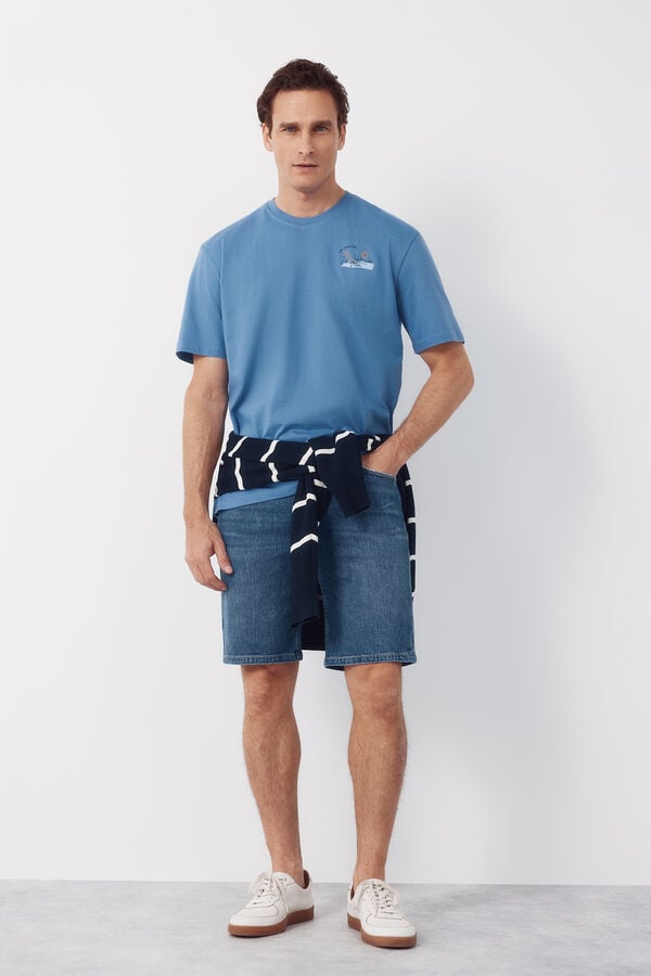 Cortefiel Graphic T-shirt Blue