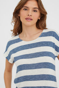 Cortefiel Camiseta a rayas de mujer manga corta Azul marino