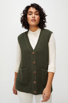 Cortefiel V-neck vest Dark green