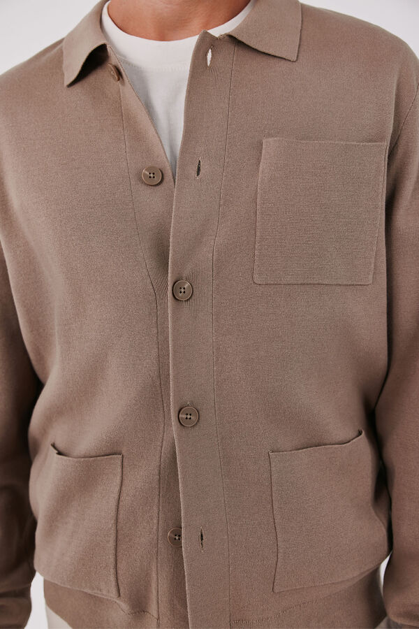 Cortefiel Cotton knit overshirt jumper Brown