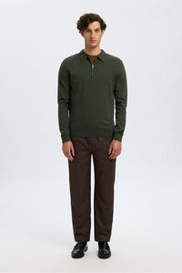 Selected Camisola polo 100% algodão com meia fecho-éclair .