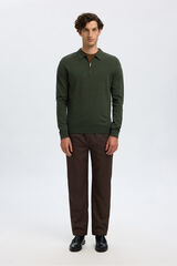 Selected Camisola polo 100% algodão com meia fecho-éclair . Verde