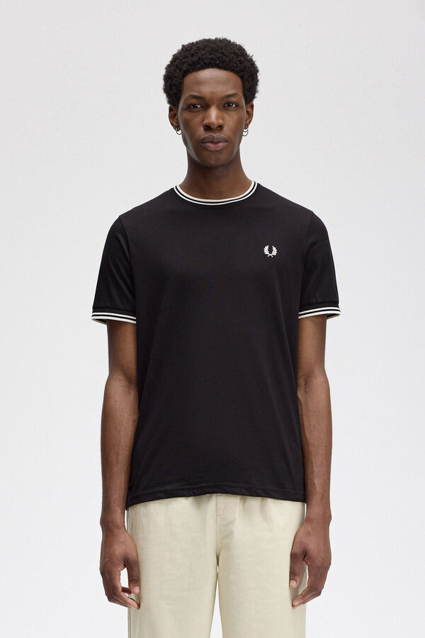 Fred Perry Camiseta de hombre de manga corta Negro