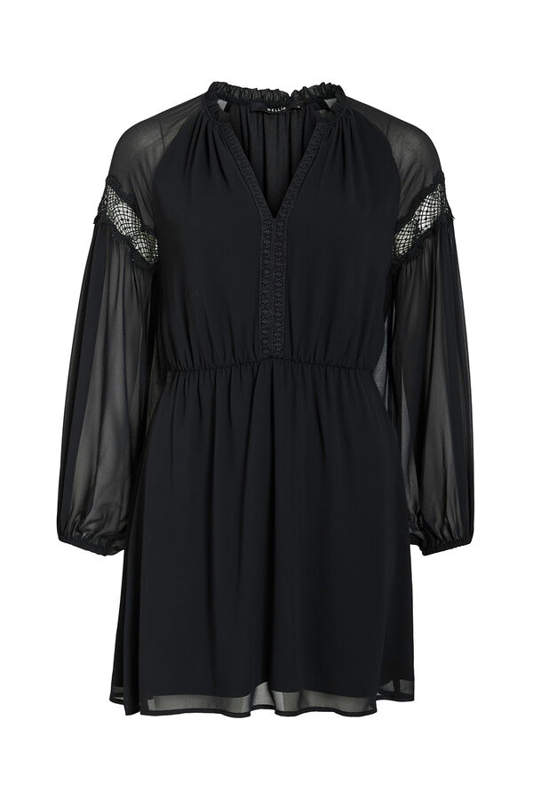 Vila Vestido curto de chiffon Preto