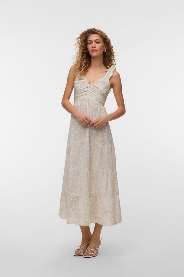 Vero Moda Vestido midi em algod&atilde;o Tostado