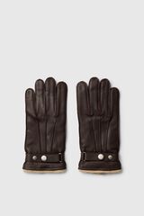 Selected 100% leather gloves Dark brown