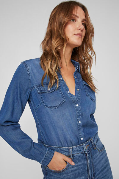 Cortefiel Camisa denim de mulher Azul