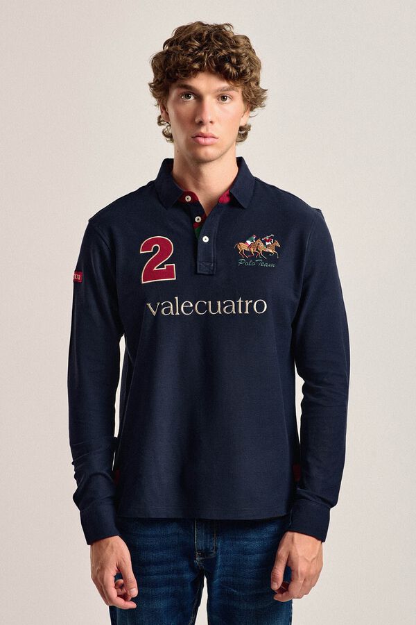 Valecuatro Pólo masculino Valecuatro modelo cavalo azul marinho Azul