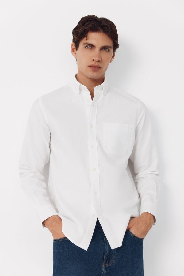 Cortefiel Plain Oxford shirt White