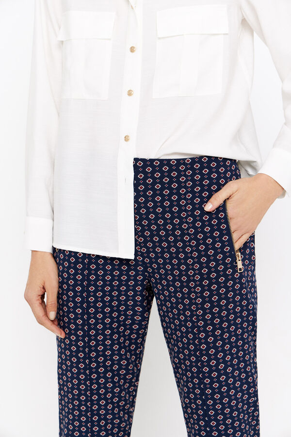 Cortefiel Skinny trousers with zips Printed blue