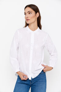 Cortefiel Camisa com bordado e gola redonda Branco