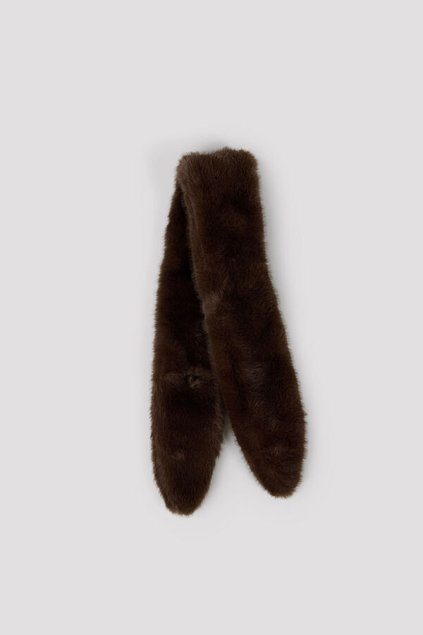 Cortefiel Faux fur crossover neck Dark brown