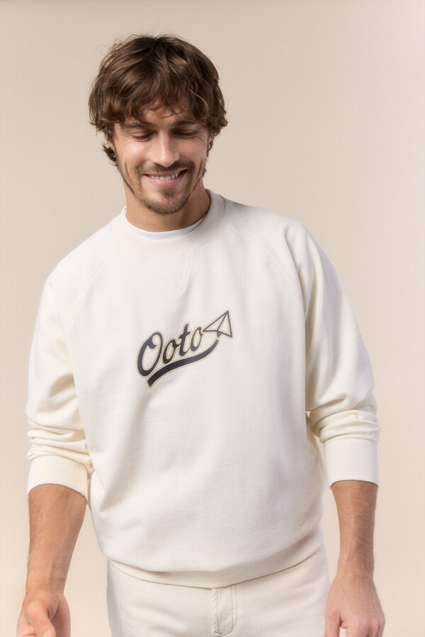 OOTO Sweatshirt logo gola redonda Ecru