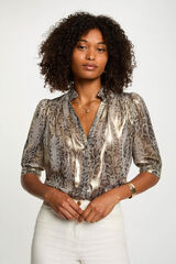 Morgan Camisa justa com mangas bufantes Multicolorido