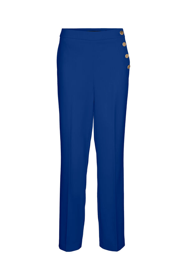 Cortefiel Pantalones largos con botones laterales Azul royal