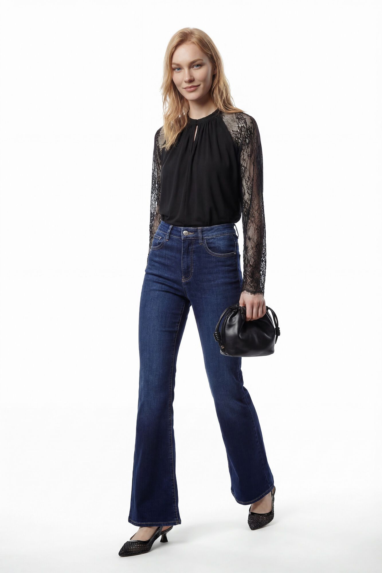 Vero Moda Top de manga de renda 