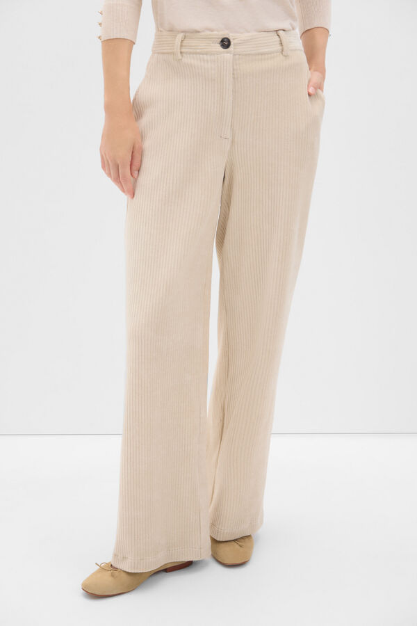 Cortefiel Corduroy straight trousers Beige