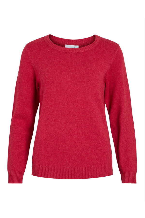 Vila Camisola de gola redonda de viscose Vermelho