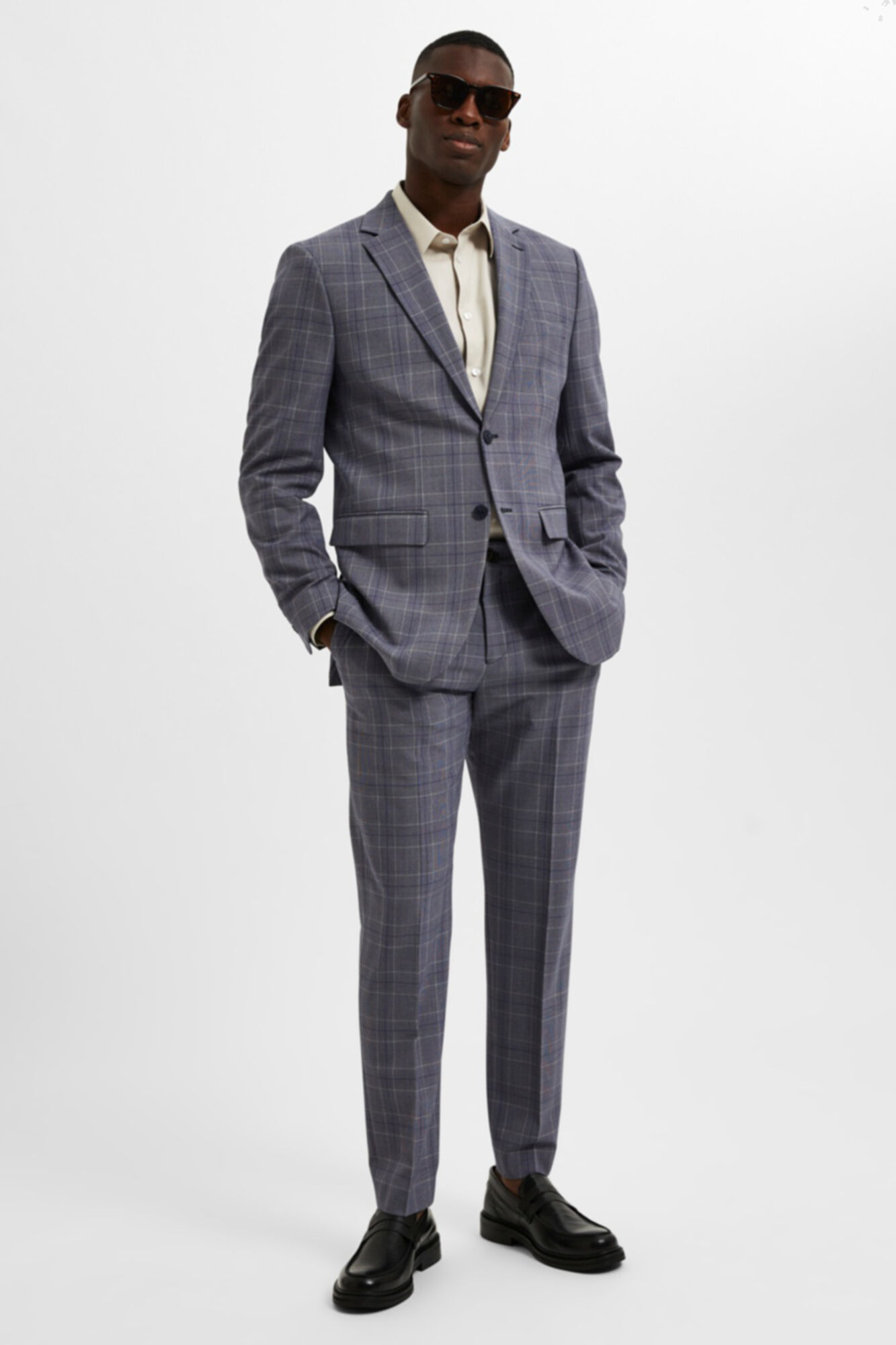 BadRhino Big & Tall Blue Tweed Check Suit Trousers | BadRhino